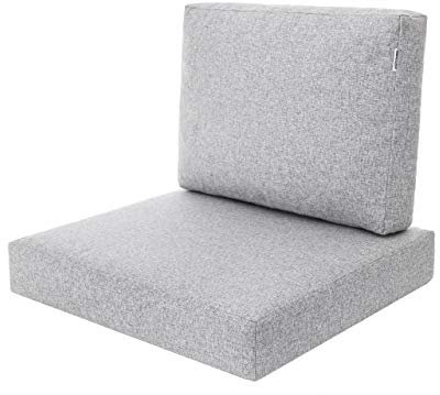 PillowPrim Kissen Set für Rattan/Korbsessel, Rückenlehne Sitz, Sitzkissen Outdoor Sitzpolster Gartenstuhl, Sitzauflage Rattan-Stuhl, 60x55x40 cm - Aschegrau