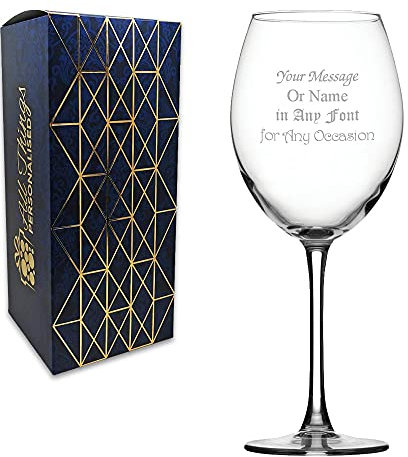 Personalised Engraved 19oz Cantina Red Wine Glass, Gift Boxed, Personalise with Any Message