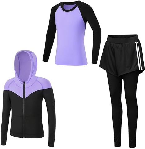 Barn flickor pojkar träningsoverall 2/3 delar sportdräkt jogging kläder set fritidsoverall (skjorta + byxor) träning löpning fotboll basket tröjor yoga (välj ett nummer mindre), 140 cm