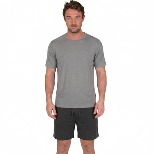 Light & Shade Men’s Loungewear Set T-Shirt & Shorts Cotton Pyjamas with Drawstring Waist Casual Nightwear Set (Grey, XL)