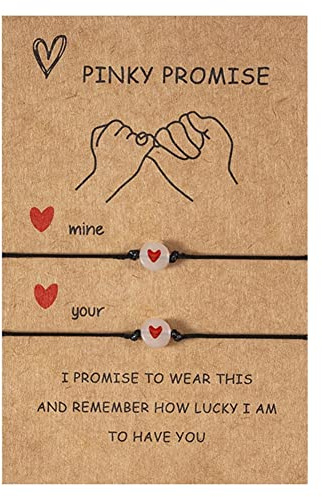 VNEWSCHI 2 Pcs Luminous Love Lucky Beads Bracelet Friendship Couple Draw Hook Card Bracelet Heart Adjustable Hand Rope Valentine's Day Gift