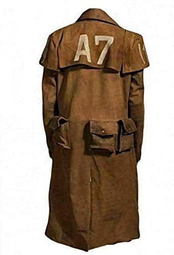 Aksah Fashion Trench da uomo NCR Ranger Veteran Armor New Vegas A7 marrone in pelle scamosciata per cosplay, Marrone, L