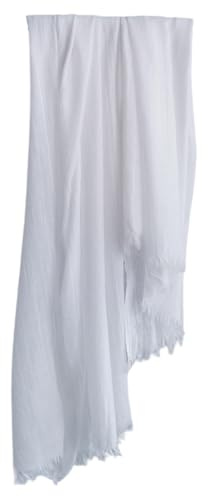 Harewom Lightweight Gauze Linen Feeling Shawl Wraps for Women Beach Summer Scarf for Evening Wedding Dresses White