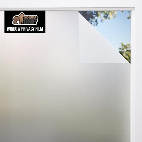 Gorilla Guard Window Privacy Film, Removable Two Way Sun Blocking, 17.5 x 118.1 Inch, Reusable No Residue Stickers, Strong Static Clings to Glass Windows, Decorative Bathroom Door Coverings, Frosted