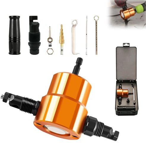 Metal Nibbler Cutter, 7PCS Double Head Cutter Sheet Metal Nibbler Cutter Power Drill Attachment 360 Degree Metal Nibbler Cordless Adjustable Cutting Tool for Straight Curve and Circle Cutting