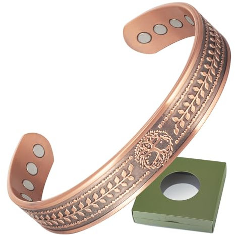 MagCopper Magnetisches Kupferarmband für Männer und Frauen, magnetischer Armreif, 17 cm, verstellbare Magnete, Schmuck mit Geschenkbox, Metall