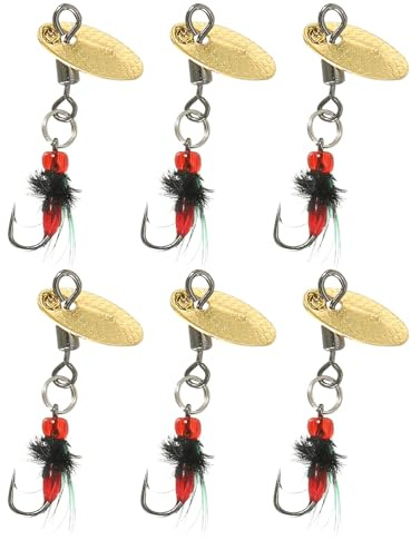 PATIKIL Flying Fishing Lures 14#, Trout Lures 6 Pack Trout Spinners Fly Fishing Lures with Fishing Spinner for Freshwater Saltwater Fishing, Gold Tone