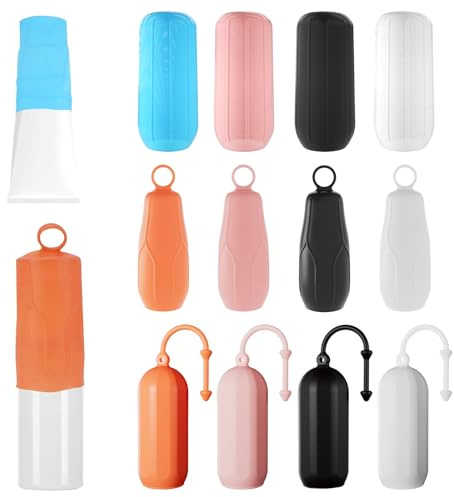 GUTERTOP 12 stycken silikon läckageskydd resa, återanvändbart överdrag schampo, resa silikon flaskfodral för schampo duschgel flaskor, olika färger, Modern och söt