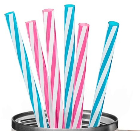 AWINNER Replacement Straw Compatible with Stanley Cup 40 oz 30 oz Tumbler,12.6 inch Long Silicone Reusable Drinking Straws Accessorie - Striped Assorted Color 6 Pack