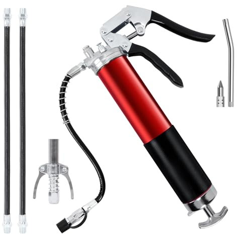 Luabue Ingrassatore Manuale, 8000PSI Pistole per Grasso Professionale con Grasso Pistola Accoppiatore Tubo Flessibile e Ugello Appuntito per Cartucce Grasso da 400ml