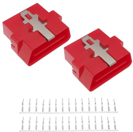 ECSiNG 2 Set OBD2 Car Diagnostic Tool OBD2 16 Pin Male Vehicle Diagnostic Extender Socket OBD2 Diagnostic Extension Connector Adapter OBD II Male Connector Device Housing, Red