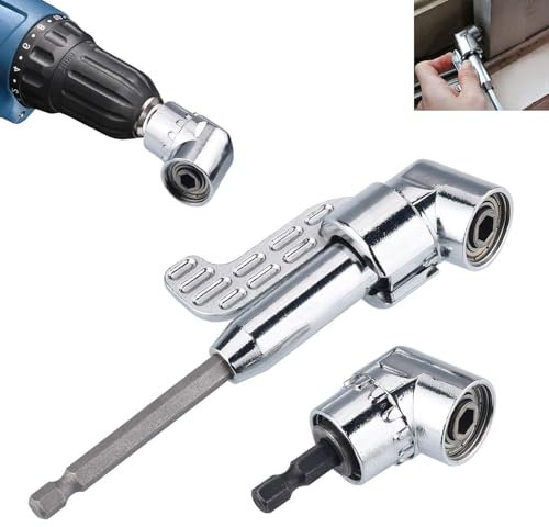 2Pcs 105° 1/4 Inch Right Angle Drill Adapter with Hex Shank Screwdriver Angled Drill Extension Bit Holder for Power Drill Tool, Right Angle Screwdriver Attachment with Magnetic Bit Holder