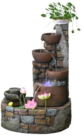 huanglyc-232 Fontaine sur Pied pour Salon, Fontaine d'eau de Salon, décoration de Fontaine extérieure, décoration de Balcon de Cour d'atterrissage, Fontaine de Jardin