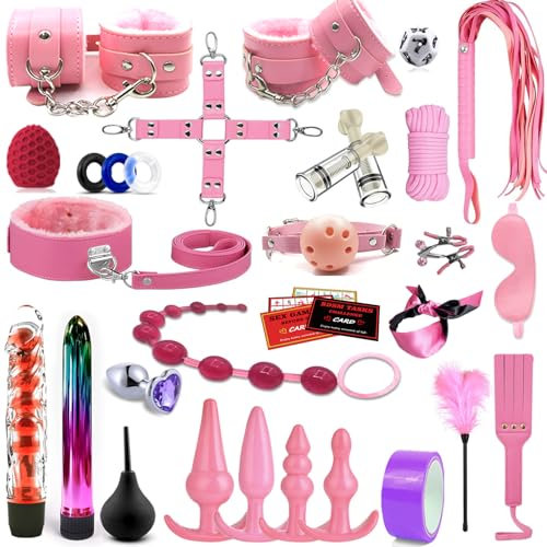 BDSM Set Sex Toy for Couples, 33 Pieces Bondage Kits Adult Sex Toys with Handcuffs Sex Games and Anal Plug Sets for Women Men