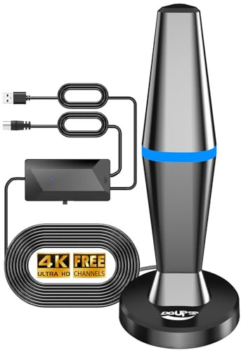 Antenne TV Intérieure Puissante TNT HD, 2025 le plus récent Antenne TV Intérieur avec Amplificateur de Signal à Gain Élevé, Réception Longue Portée à 360° avec Base Magnétique Solide pour,Antennes TNT