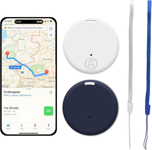 2 Stück Schlüsselfinder Bluetooth 5.2, Smart-Tag GPS Tracker kompatibel mit iOS und Android, Schlüsselanhänger für Schlüssel Geldbörse Tasche Haustier Koffer, fortschrittlicher Android-GPS-Tracker