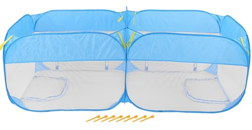 Gallinero portátil |Valla Plegable para Mascotas al Aire Libre para gallinas/Patos/Conejos |Cubierta de Red Transparente con Puerta con Cremallera |Fácil instalación y Transporte (Azul)