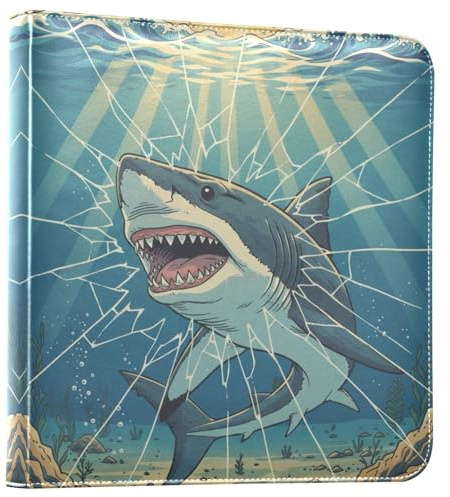 Reiacy Album fotografico grande autoadesivo – Personalizzazione animata squalo libro dei ricordi fai da te in pelle – raccoglitore ad anelli ricaricabile w/20 fogli contiene foto 15,2 x 10,7 x 12,7 cm