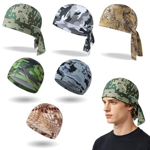 PYSEOSISE Bandana Ciclismo, 6 Piezas Pañuelos Deportivos, Turbante de Ciclismo de Verano de Secado Rápido para Hombre y Mujer Bajo Casco de Bicicleta Correr Viaje Trabajo Outdoor