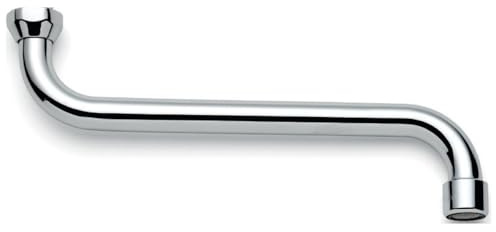 Schläfer 400314 | Canna di Ricambio Girevole per Rubinetto Cucina a Parete a S, Lunghezza 25 cm con Ghiera 3/4 (Ø 24,9 mm), Compatibile con Aeratore Neoperl Anticalcare M22 (Incluso)