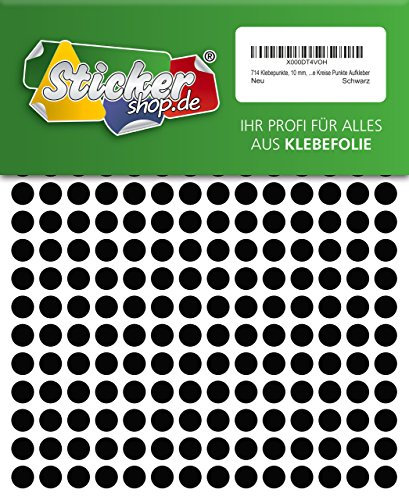 714 Klebepunkte, 10 mm, schwarz, aus PVC Folie, wetterfest, Markierungspunkte Kreise Punkte Aufkleber
