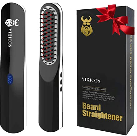 Beard Straightener, Beard Straightening Comb with Cordless/Mini Sized/Auto Shut Off for Traveling, Home, Dating, Great Gift for Dad, Father's Day Gift