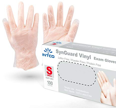 VENSALUD - Guantes de VINILO desechables. Sin Polvo. Caja de 100 guantes. Color: Semi-Blanco (S)