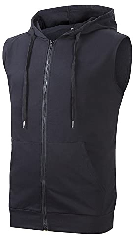 Cabeen Homme Sweat à Capuche Musculation Debardeur Sport Veste sans Manche Zip Hood Fitness Shirt