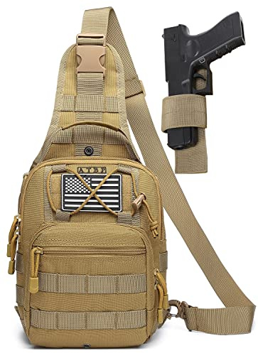 ATBP Small Tactical Sling Backpack Bag Holster One Over Shoulder Bag Pack Men With Universal Holster