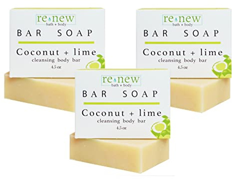 renew bath + body Natural Bar Soap, Coconut & Lime, 3 Pack, 4.5 oz Bars
