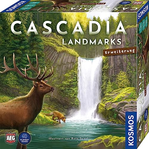 Kosmos 683955 Cascadia – landmärken, förlängning till årets spel 2022, tillägg för 5–6 personer och förlängning i en låda, brädspel för 2–6 personer från 10 år