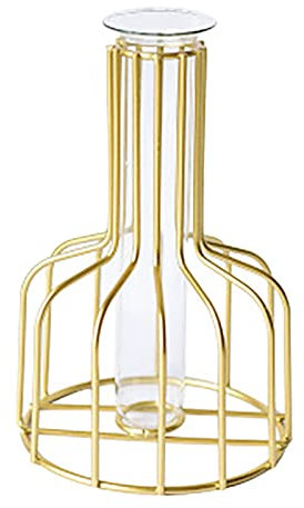 FGUUTYM Figures Small Spring Iron Dried Flowers, Transparent Glass, Creative Hydroponic, Small Vase, Living Room, Flower Arrangement Eggs Crafts (Gold, One Size)