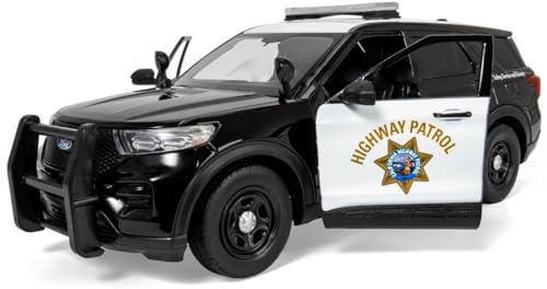 2022 Police Interceptor Utility California Highway Patrol Black and White 1/24 Diecast Model Car by Motormax 76991