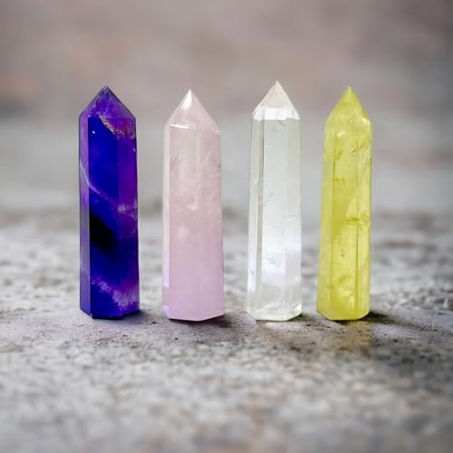 arana's - Obelisco amatista cuarzo rosa blanco citrino - Cristales curativos en varitas torre 6 lados facetados - Meditacion terapia sanacion chakras - Piedras naturales