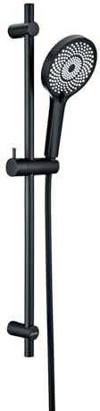 DETBOM Ensemble Barre de Douche 70cm avec Douchette à Main avec 3 Jets, Pomme Douche Réglable et Tuyau Flexible pour Supporter le Système de Douche, Colonne Douche Sans Mitigeur, Acier Inox 304 Noir