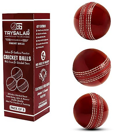 TrySalar® Morbida palla da cricket in gomma, per allenamento e allenamento, per allenamenti, allenamento e allenamento, eccellente rimbalzo con cuciture tradizionali resistenti cucite all'aperto
