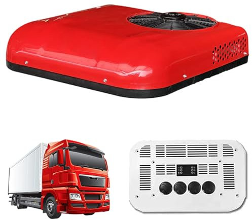 24V Rooftop Air Conditioner Electric RV Dc Air Conditioning For Truck Camper Minivans Engineering Vehicle, Portable Parking Air Conditioner(Red)