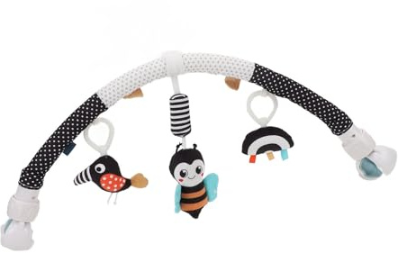 Clip On Arch Mobile Stimulating Baby Senses Developing Motor Skills Crib Bouncer Bassinet Toy for Stroller (Honeybee)