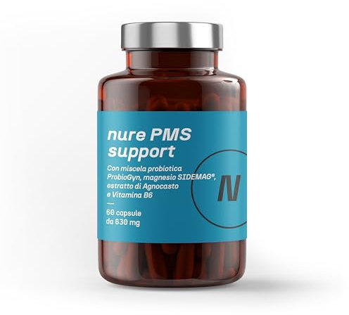 NURE PMS Support 60 cps da 630 mg | Integratore per il benessere femminile, ideale per contrastare la sindrome premestruale | Agnocasto, inulina, vitamina b6