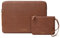 Comfyable Slim Protective Laptop Sleeve with Accessory Pouch Compatible with 13/13.3/14 Inch MacBook Pro & MacBook Air, Mac Travel Case, Slim PU Leather Laptop Cover M4/M3/M2/M1 2024-2021, Brown