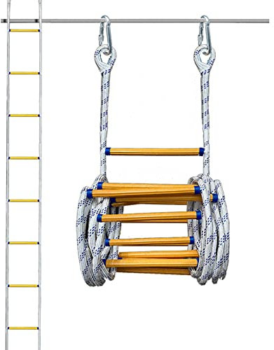 LUMSGN Échelle de Corde de Secours, échelle de Secours, échelle de Corde de Secours, échelle de Corde de Secours résistante au feu, échelle de Corde de sécurité Ignifuge avec Mousqueton / 5 m / 16,