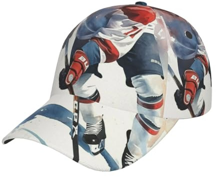 Casquette de baseball unisexe réglable pour sports de plein air, motif hockey sur glace, noir, noir, taille unique