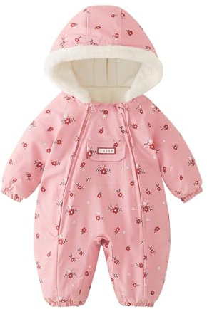 WYTbaby Baby Snowsuit Winter Hooded Snow Suit Thick Outfits Toddler Snowsuits for Baby Girls Boys 12-18 Months