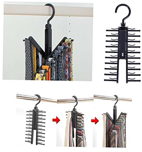 Gatuida 2 pezzi Grucce Multifunzionali per Cravatte e Sciarpe da Appendini Salva con Ganci Nero per Armadio e Organizzazione Vestiti