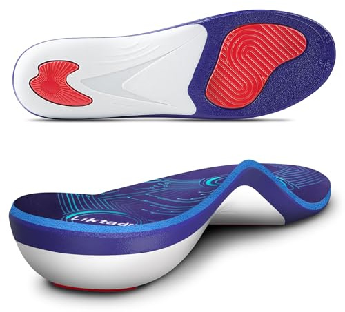 Liktadr Heavy Duty Support Pain Relief Orthotics for Plantar Fasciitis, High Arch Support Insoles for Men Women, Flat Feet Orthotic Inserts, Anti-Fatigue Shoe Inserts for Work Boots, Standing Jobs