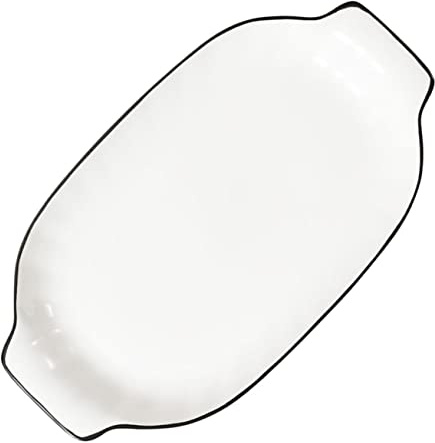 Gatuida Cerámica para Servir Pescado con Doble Asa Resistente Altas Temperaturas Diseño Bandeja para Horno y Ensaladas para Reuniones Familiares y Uso Doméstico