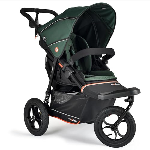 Out’n’About Nipper V6 Pushchair & Rain Cover | Lightweight All-Terrain 3 Wheel Buggy, 12” Air-Filled Tyres, Compact Fold Stroller for Newborn to 4yrs, Car Seat & Carrycot Compatible (Sycamore Green)