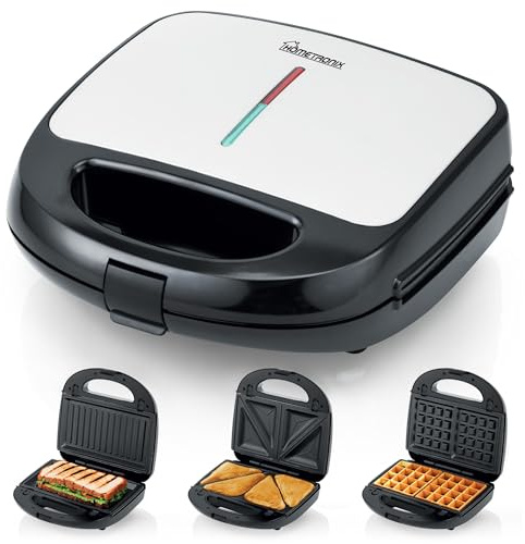 HomeTronix 3-in-1 Snack Maker Grill – Electric Sandwich Maker, Waffle Maker, Panini Press with Interchangeable Plates, Mini Griddle Plate for Grilled Food