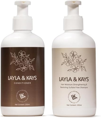 Layla & Kays Sulphate-Free Shampoo & Conditioner Set 2×250ml– Gentle Cleanse + Ultra Hydrating, Frizz Control, Curl Definition, Detangling – Curly, Wavy & Coily Hair