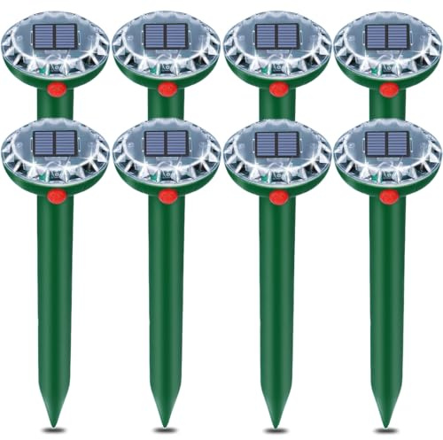 Anti Taupe Solaire Vibration et Ultrasons,8 Pièces Repulsif Taupe Ultrason Solaire,Repousse Les Taupes et Autres Rongeurs pour Le Jardin et Les Pelouses